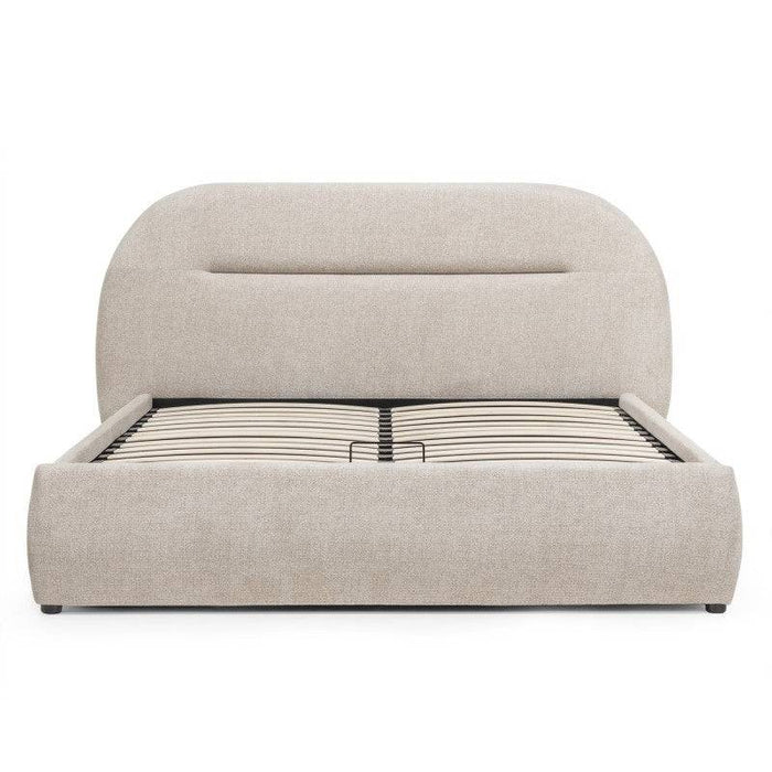 Letto imbottito MALANEL 160x200 cm, beige chiaro, arrotondato