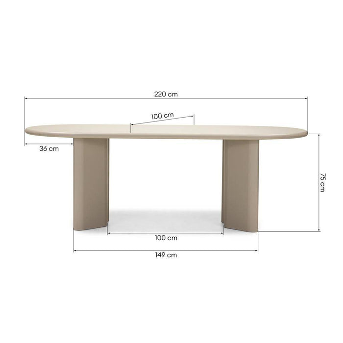 Tavolo da pranzo LOREN 220 cm, beige scuro, ovale
