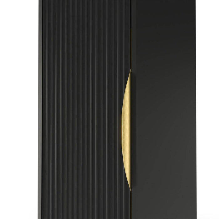 Mobile bagno ANVERS, rigato, maniglia oro, nero
