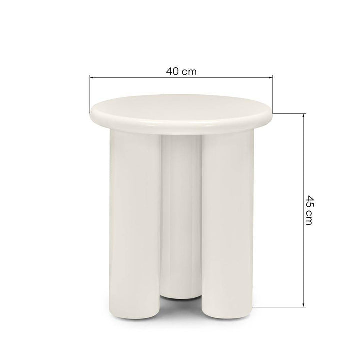 Tavolino laterale LOLA 40 cm, crema, lucido