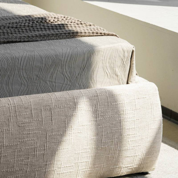 Letto imbottito NORIA 160x200 cm, beige chiaro, arrotondato