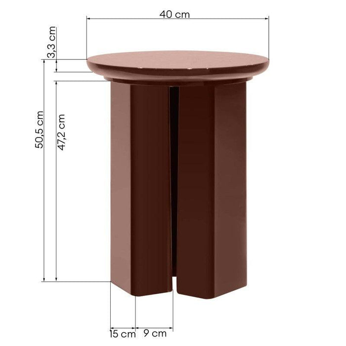 Tavolino Laterale RIEB 40 cm Borgogna Lucido