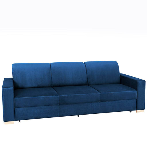 Divano letto 3 posti in tessuto corbezzolo naturale, design elegante e multifunzionale, con braccioli larghi e struttura robusta, SKU: SF040STABLROZ3-RV81