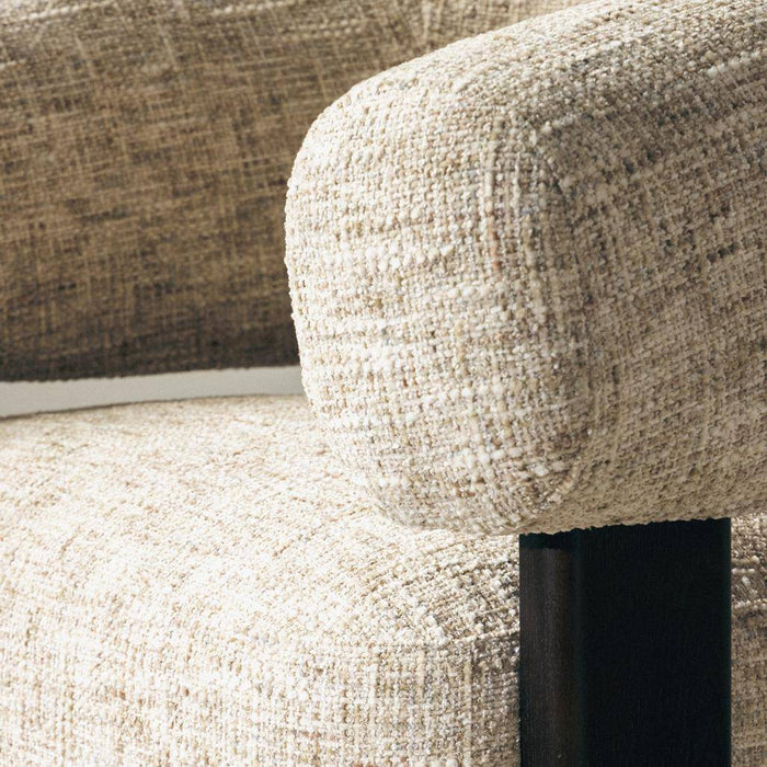 Poltrona MONIQUE, Beige Grigio/Noce, Forme Arrotondate