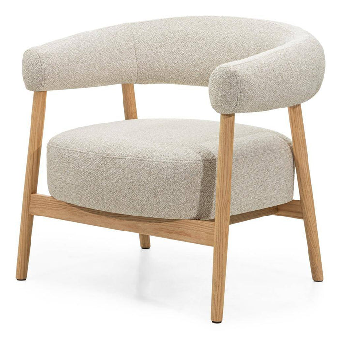 Poltrona MUE beige chiaro con legno di quercia