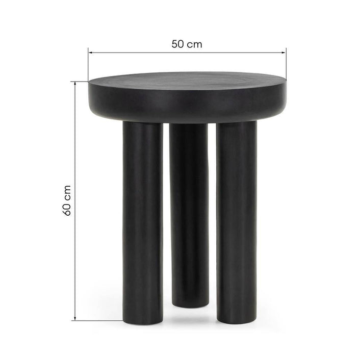 Tavolino laterale LUNGO 50 cm, rotondo, nero