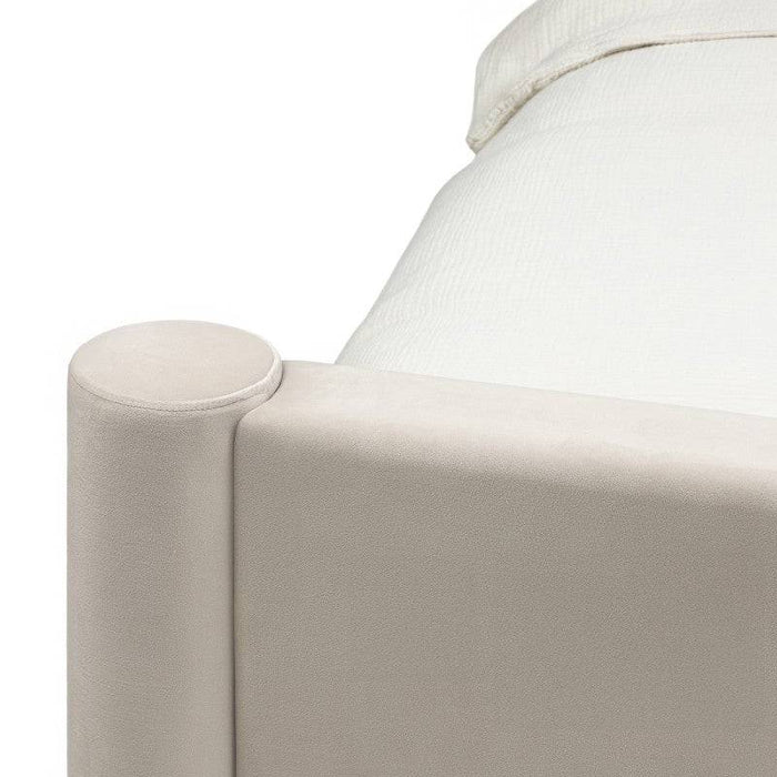 Letto ZENNA imbottito 160x200 cm, velluto beige chiaro