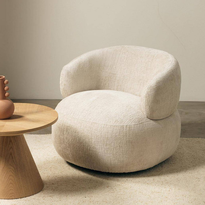 Poltrona girevole ORIEL, beige chiaro, forme arrotondate