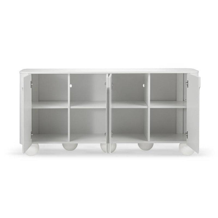 Cassettiera SQUAREN bianca, 4 ante, forme arrotondate