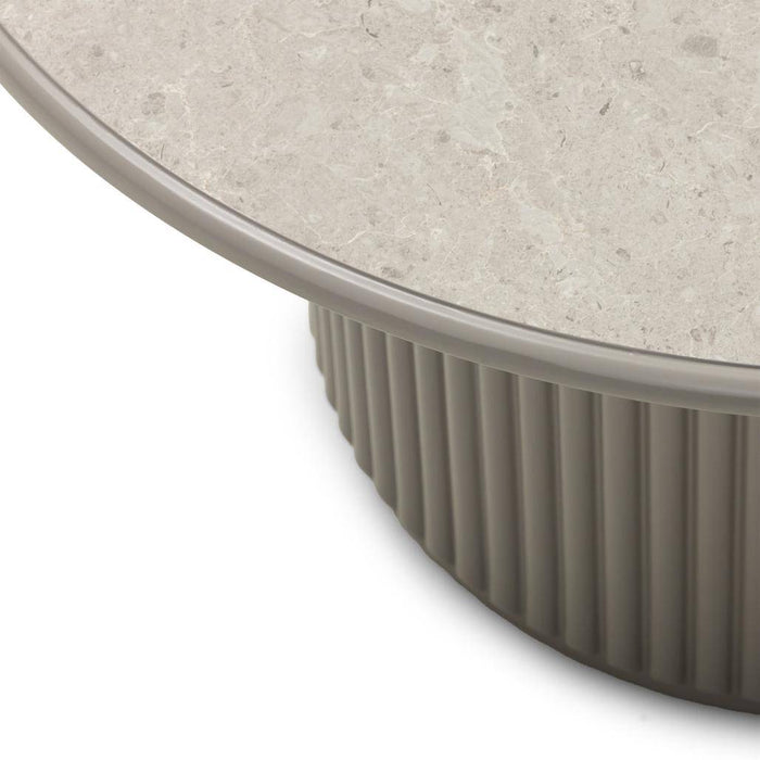 Tavolino caffè rotondo ASTI 80 cm, grigio, effetto marmo