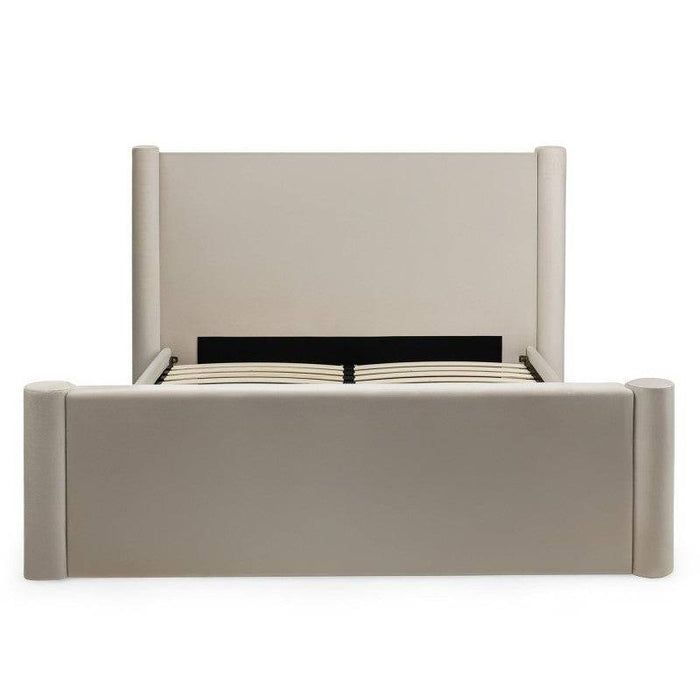 Letto ZENNA imbottito 160x200 cm, velluto beige chiaro