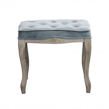 Sgabello in legno e velluto grigio, dimensioni 50x36x47 cm
