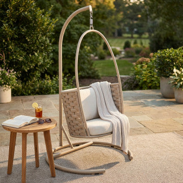 Dondolo in alluminio e corda con cuscini rivestimento TPU idrorepellente