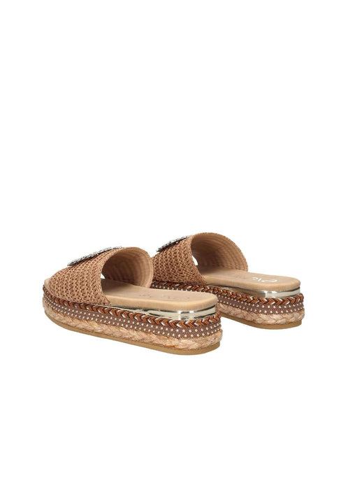 24085L Sandalo Glass EXE Tessuto Con Accessorio Quadrato Strass Sottopiede Imbottito Pelle Fondo Gomma Altezza Tacco 5 Cm