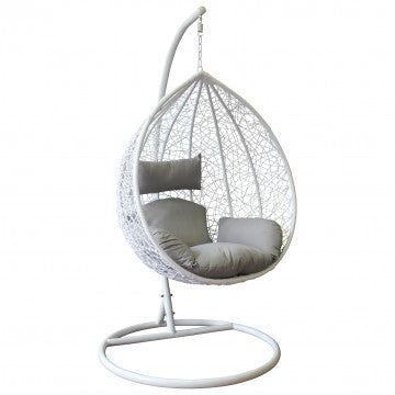 Dondolo struttura metallo tortora opaco con seduta wicker grigio bianco naturale