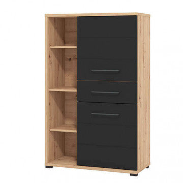 Vetrina in truciolare bilaminato rovere artigiano e nero 89,5x40x141,5 cm