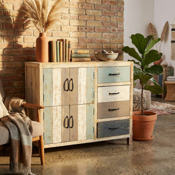 Mobile in legno con 4 cassetti e 4 ante, dimensioni 100x40x86 cm