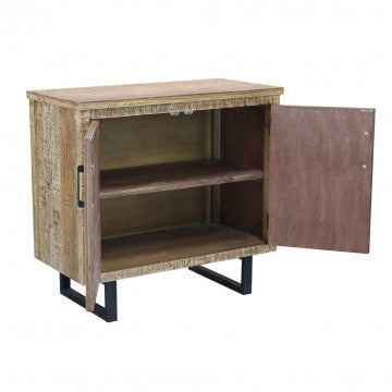 Mobile 2 ante in legno naturale con gambe metallo nero 90x45x83cm