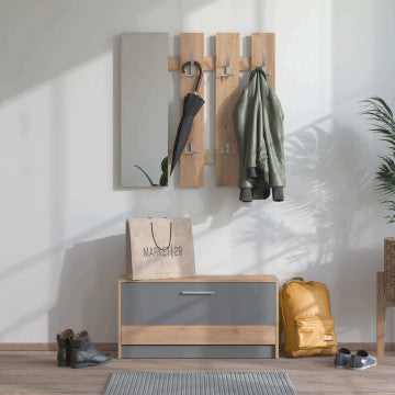Ingresso in truciolare bilaminato rovere artigiano e grigio grafite 91,6x28,1x202cm