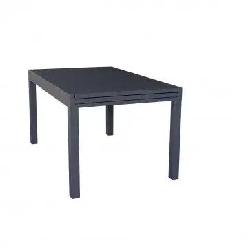 Tavolo Hawaii in alluminio antracite nella versione compatta da 135 cm, ideale per piccoli spazi esterni o balconi.