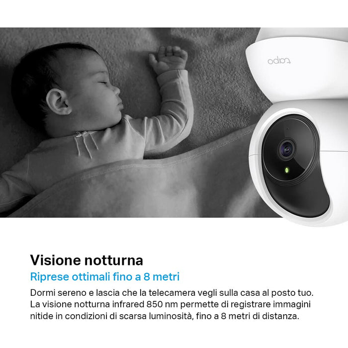 Tapo C200: Telecamera Wi-Fi FHD con visione notturna, rilevamento di movimento e allarmi integrati.