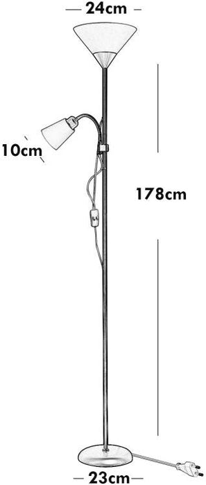 Lampada Piantana Led Da Terra 2 Luci E27 Braccio Flessibile Lettura Divano D23-A