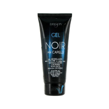 Gel modellante nero per capelli in tubo da 100 ml, con fissaggio leggero, ideale per capelli grigi e facilmente lavabile, confezione nera e blu.
