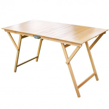 Tavolo doppio in legno di faggio 70 x 140 colore naturale con struttura pieghevole, ideale per esterni e giardini.