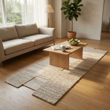Tappeto in lana e poliestere beige 120x180 cm spessore 1 cm