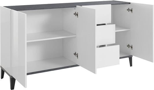 Credenza SUNRISE 160 cm – 3 Ante + 3 Cassetti, 160x40x82 cm