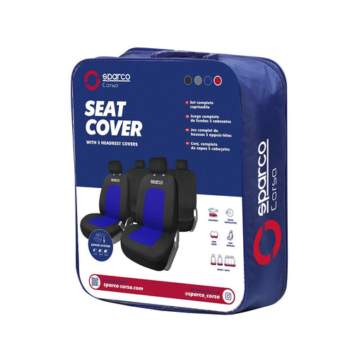 Confezione set coprisedili Sparco Sport nero e blu