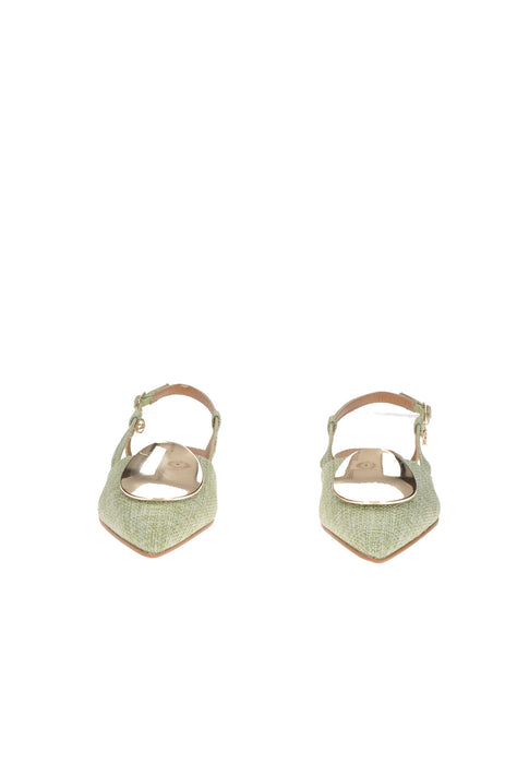 Decollete Aperto Dietro Mika Tessuto con Cinturino Applicazioni in Metallo Sottopiede Imbottito Pelle Tacco 2 cm