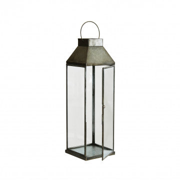 Lanterna piccola in metallo e vetro, altezza 47 cm, colore bronzo