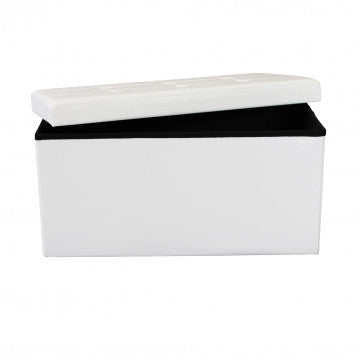 Pouf contenitore rettangolare in ecopelle bianca 76x38x38 cm