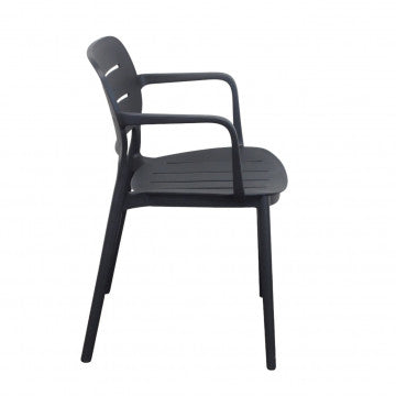 Poltrona in polipropilene impilabile antracite 52,5x53x79 cm