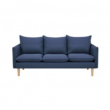 Divano 3 posti in tessuto con gambe in legno, 188x84x51 cm