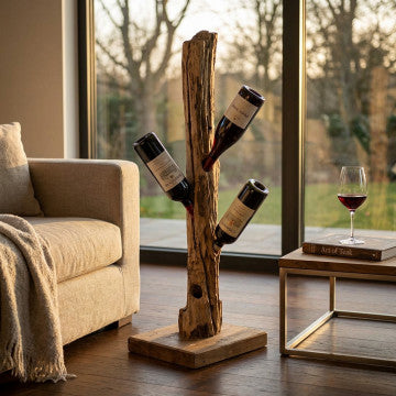 Porta bottiglie in legno di teak, dimensioni 30x35x100 cm
