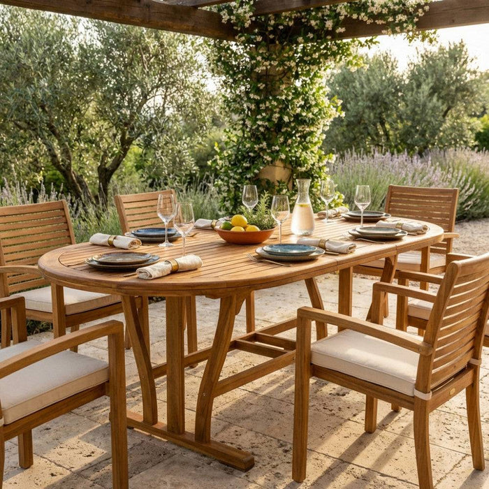 Tavolo Ovale Allungabile Acacia Marrone 180/240x100 cm