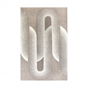 Tappeto in lana e cotone beige 160x230 cm con decorazioni