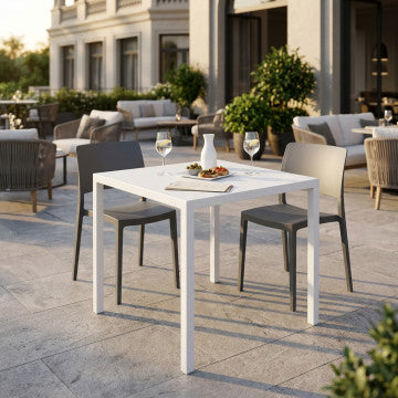 Tavolo autolivellante in metallo bianco 80x80 cm altezza 75 cm