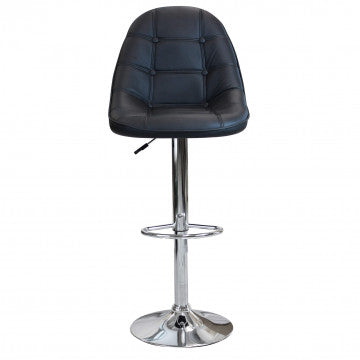 Sgabello regolabile in metallo e ecopelle, altezza 95-116 cm