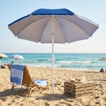 Ombrellone spiaggia nylon protezione UV diametro 180 cm palo metallo