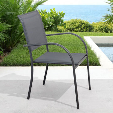 Poltrona impilabile struttura alluminio seduta schienale textilene 56x63x86cm