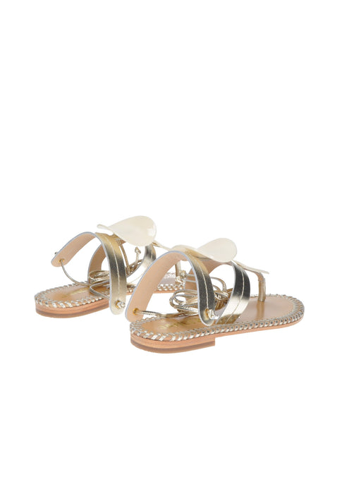 Sandalo Infradito Jade In Pelle Con Chiusura A Laccio Schiava Sottopiede Imbottito Fondo Gomma Tacco 2 Cm JANET E JANET