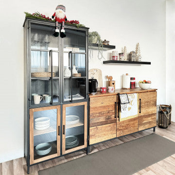 Mobile in ferro e legno con struttura mista, altezza 139,7 cm