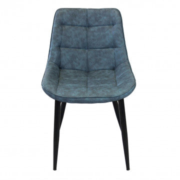 Poltrona con struttura metallo, seduta e schienale in ecopelle blu