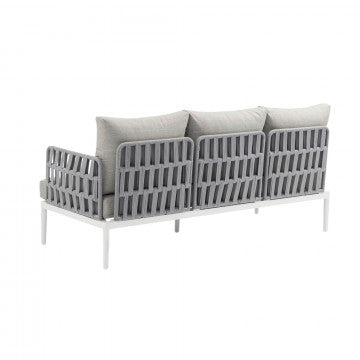 Salotto 3 pezzi struttura alluminio corda PVC cuscini poliestere