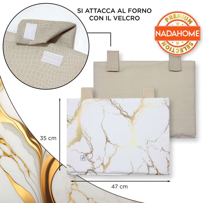 Set Copriforno e Coprifornelli cucina imbottiti effetto marmo marmorizzato 7046