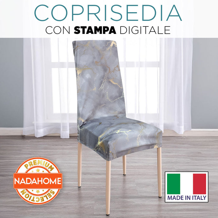 Coprisedia effetto marmo Velour elastico 2 pezzi Vesti sedia marmorizzato 7072