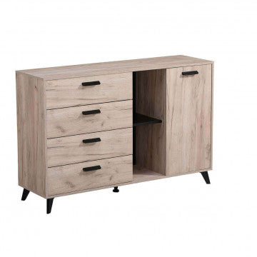 Mobile Umbria in truciolare bilaminato rovere grigio e nero 137,5x40x90,5 cm